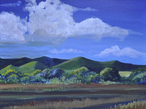 High Road Before Noon, Acrylic 13" X 16" $225, Sold